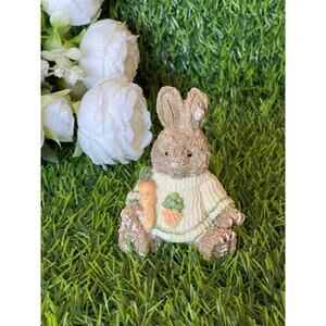ABC Patchwork Bunny Wearing Carrot Sweater 3.5" Resin Figurine